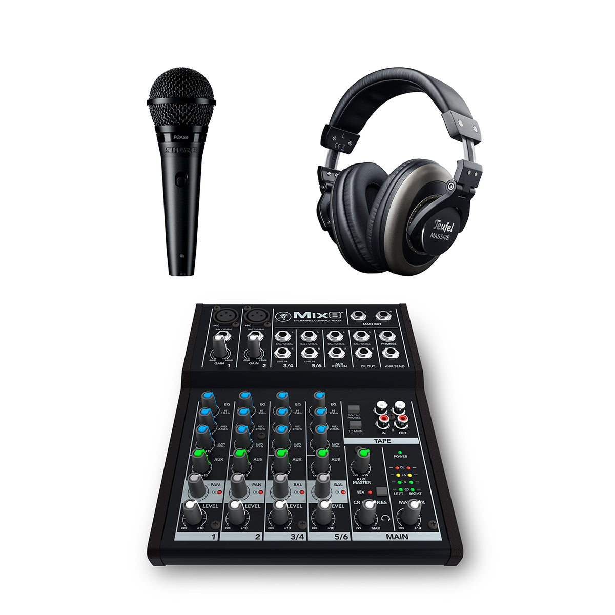Mackie Mix8 + Teufel MASSIVE + Shure PGA58